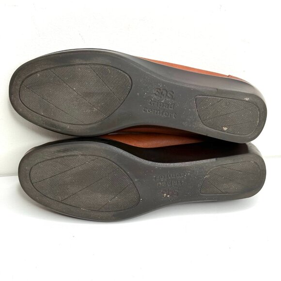 SAS Weave Wedge Comfort Non Slip Leather Moccasin Loafers Womens 9.5 M Brown - Picture 8 of 9